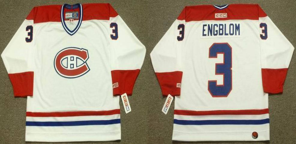 2019 Men Montreal Canadiens #3 Engblom White CCM NHL jerseys